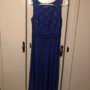 Connected Apparel Sparkly Blue Lined Maxi Dress